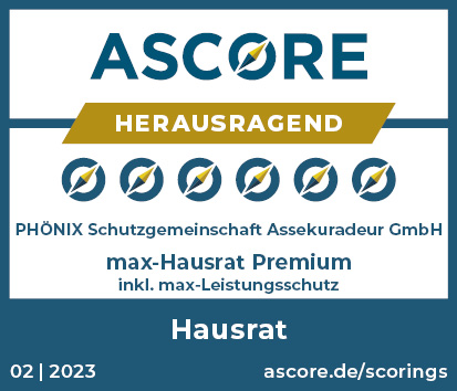 Siegel "herausragend" der Firma Ascore für den Tarif Hausrat Premium.